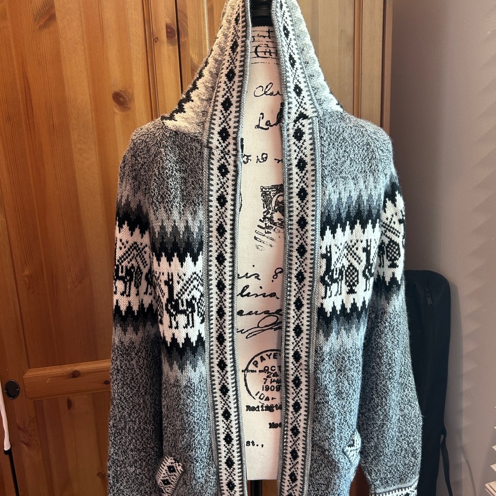 Gray llama Patterned Cardigan - Men’s/Women’s/Unisex